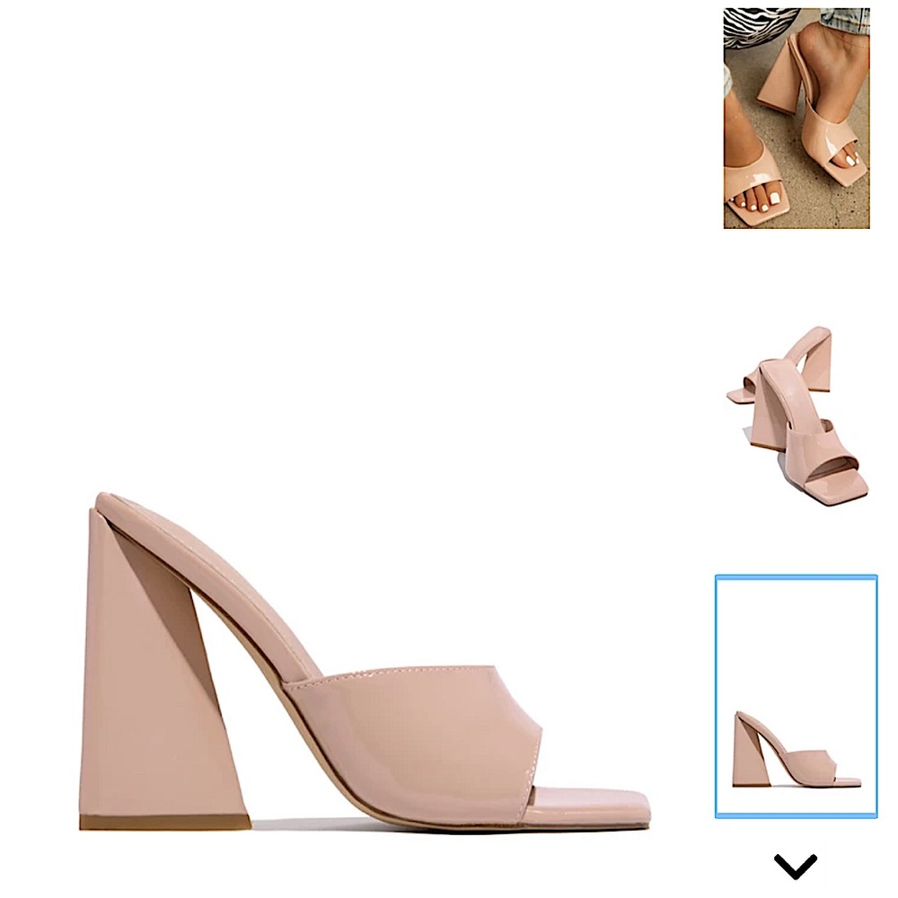 NWT Miss Lola Square Toe Triangle Heel Mules 8.5 - Picture 3 of 11